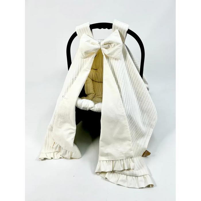 Babynest 8'li fırfırlı set krem örgü pike - krem poplin