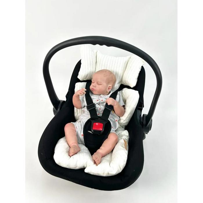 Babynest 8'li fırfırlı set krem örgü pike - krem poplin