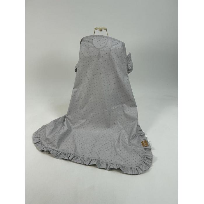 Babynest 8'li fırfırlı set koyu gri waffle pike - gri puantiyeli poplin 