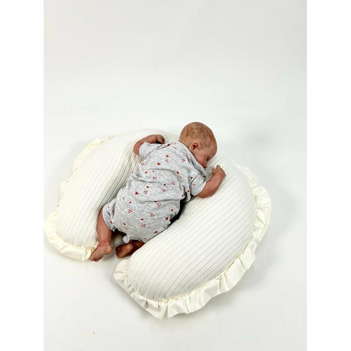 Babynest 8'li fırfırlı set krem örgü pike - krem poplin