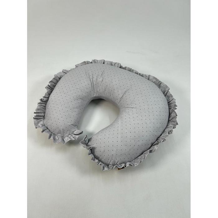 Babynest 8'li fırfırlı set koyu gri waffle pike - gri puantiyeli poplin 