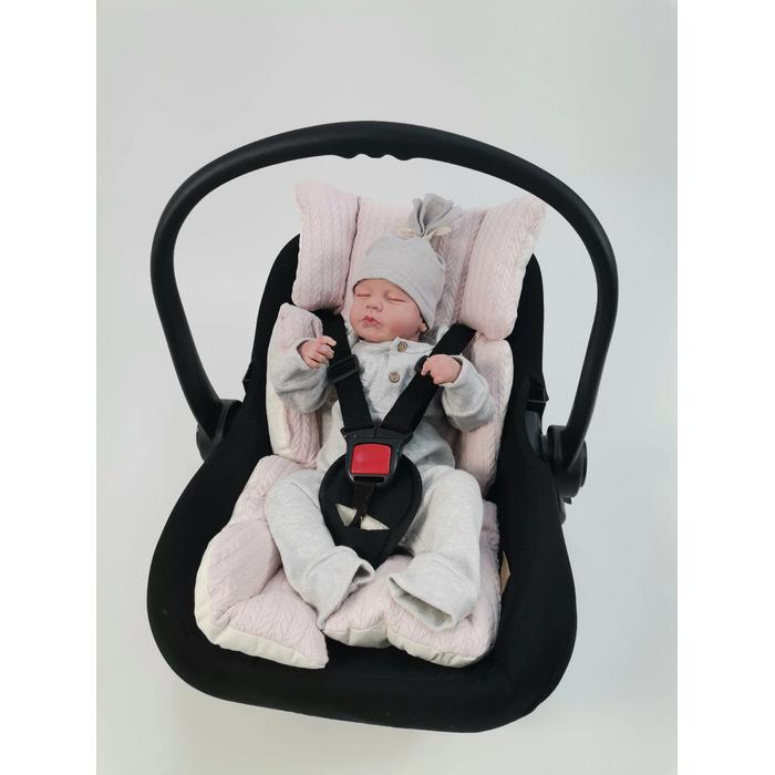 Babynest 8'li püsküllü set pudra örgü pike - krem poplin