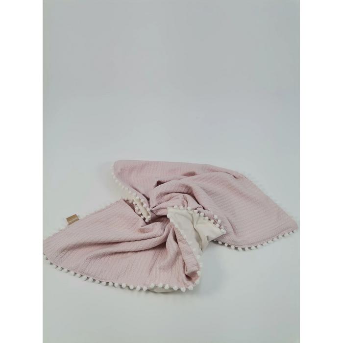 Babynest 8'li püsküllü set pudra örgü pike - krem poplin