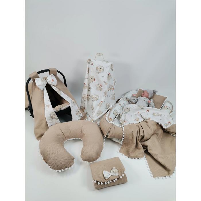 Babynest 8'li set bej waffle pike - koala poplin