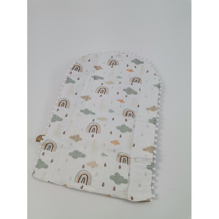 Babynest 8'li set bej waffle pike - gökkuşaklı müslin