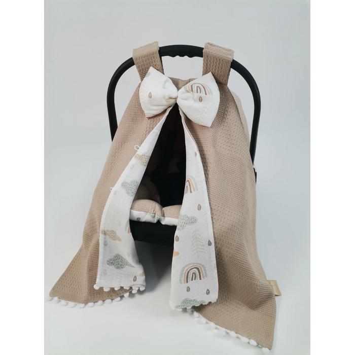 Babynest 8'li set bej waffle pike - gökkuşaklı poplin