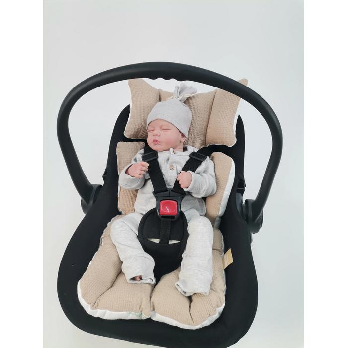 Babynest 8'li set bej waffle pike - gökkuşaklı müslin