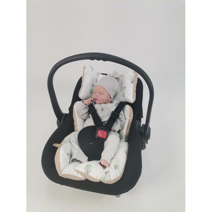 Babynest 8'li set bej waffle pike - yeşil tüylü poplin