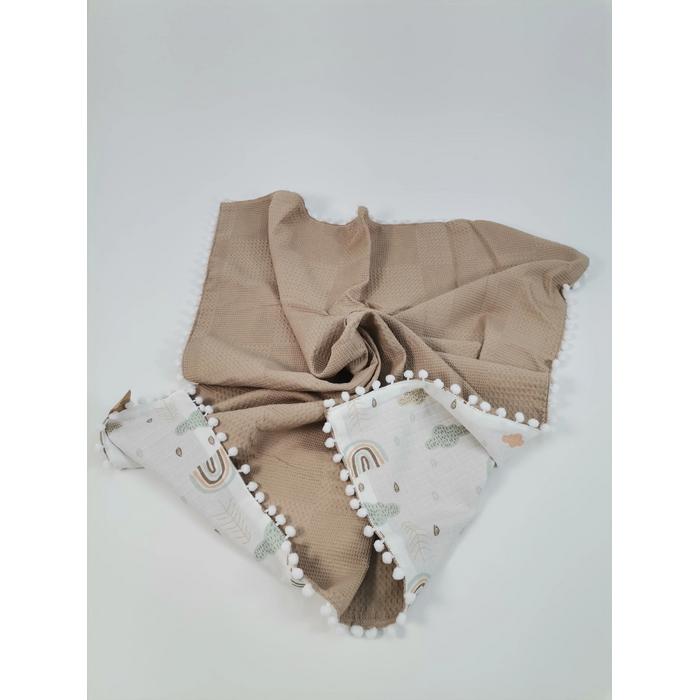 Babynest 8'li set bej waffle pike - gökkuşaklı müslin