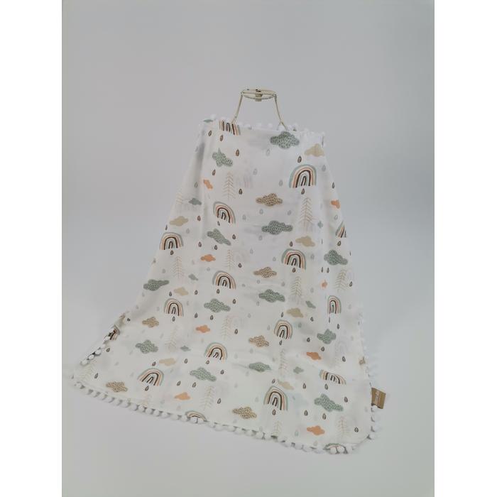 Babynest 8'li set bej waffle pike - gökkuşaklı poplin