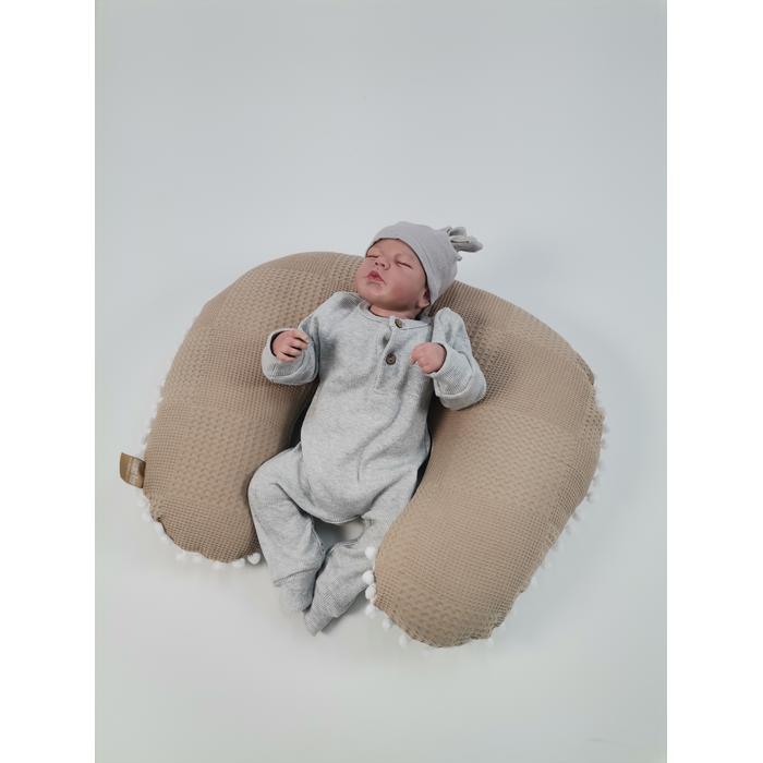 Babynest 8'li set bej waffle pike - gökkuşaklı müslin