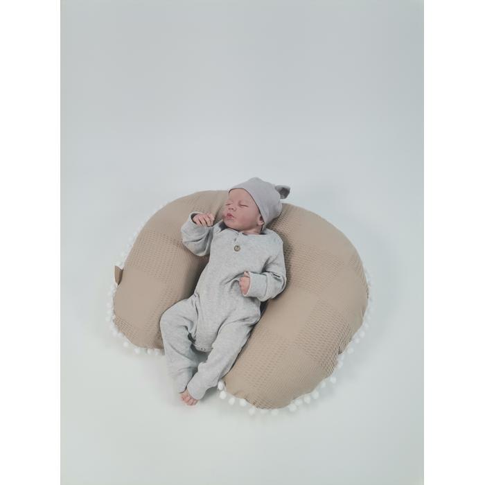 Babynest 8'li set bej waffle pike - yeşil tüylü poplin