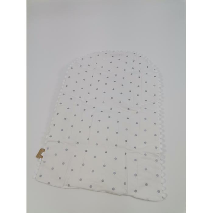 Babynest 8'li set beyaz waffle pike - gümüş puantiyeli poplin