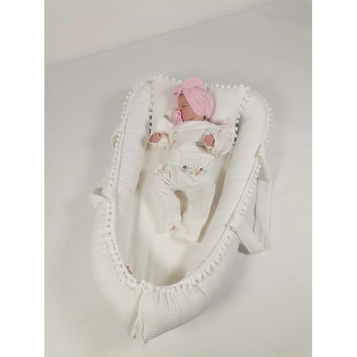 Babynest 8'li set beyaz waffle pike - beyaz poplin