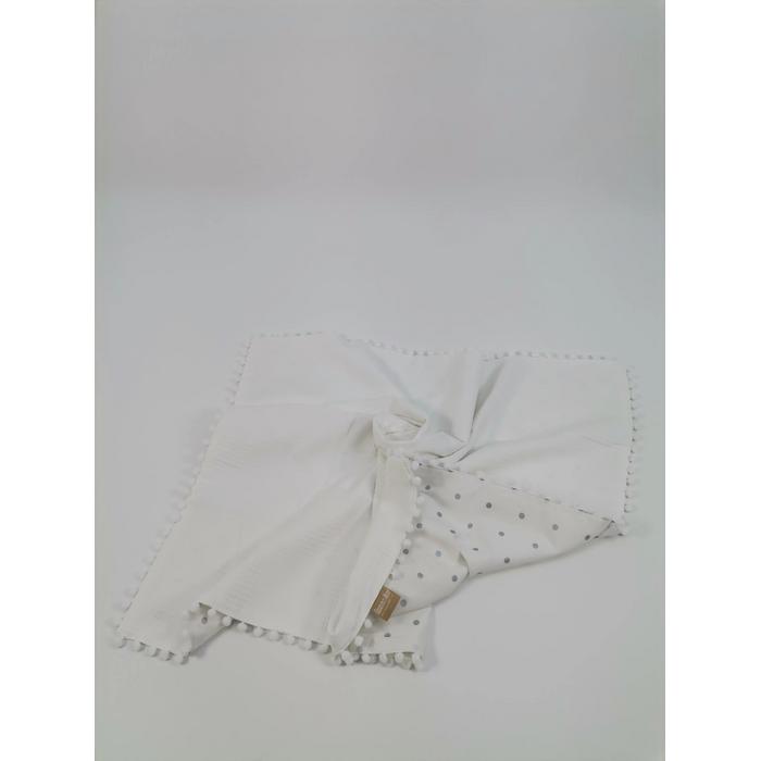 Babynest 8'li set beyaz waffle pike - gümüş puantiyeli poplin