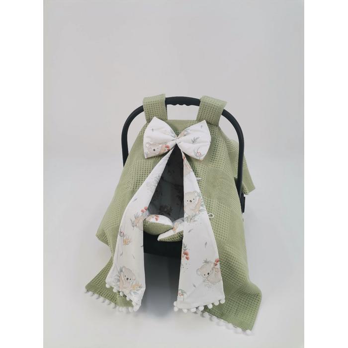 Babynest 8'li set fıstık yeşili waffle pike - koala poplin