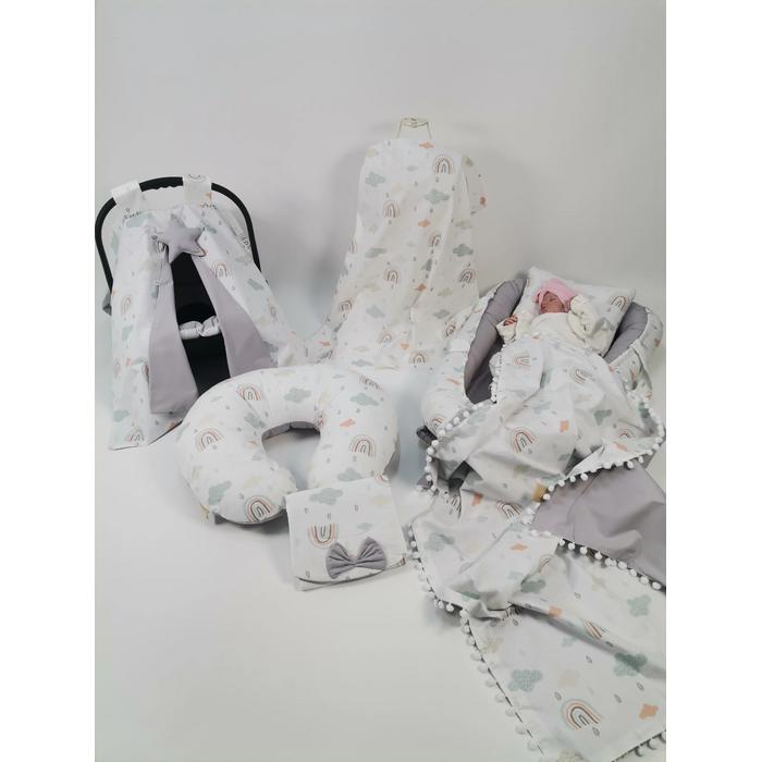 Babynest 8'li set gökkuşaklı poplin - gri poplin