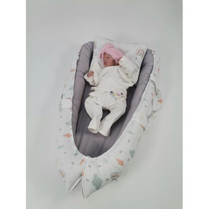 Babynest 8'li set gökkuşaklı poplin - gri poplin