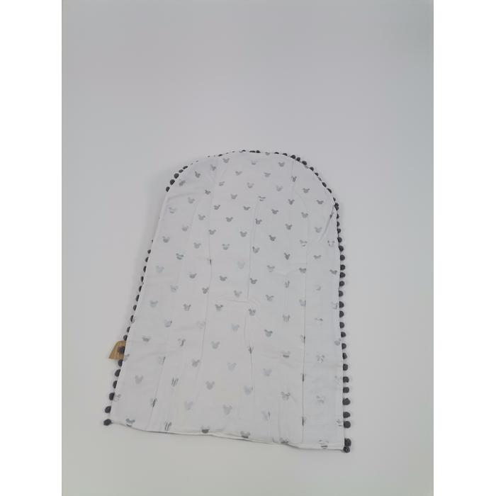 Babynest 8'li set gri örgü pike - gümüş mickeyli poplin