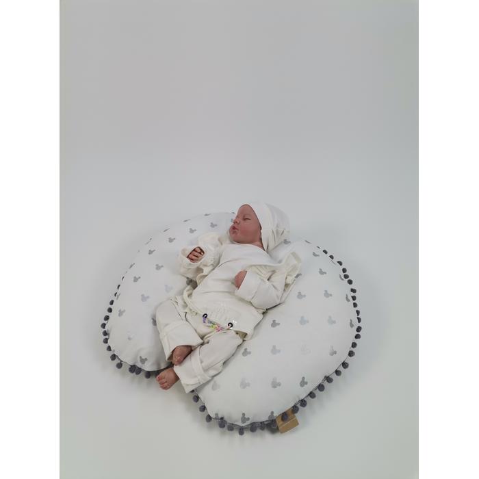 Babynest 8'li set gri örgü pike - gümüş mickeyli poplin