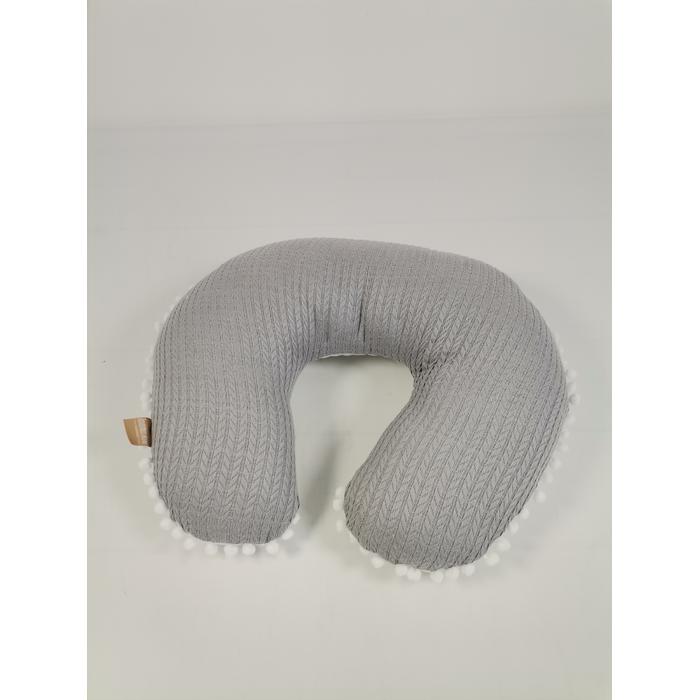 Babynest 8'li set gri örgü pike - gümüş kalpli poplin