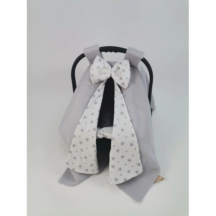 Babynest 8'li set gri waffle pike - gri yıldızlı poplin