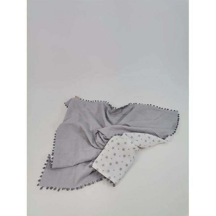 Babynest 8'li set gri waffle pike - gri yıldızlı poplin