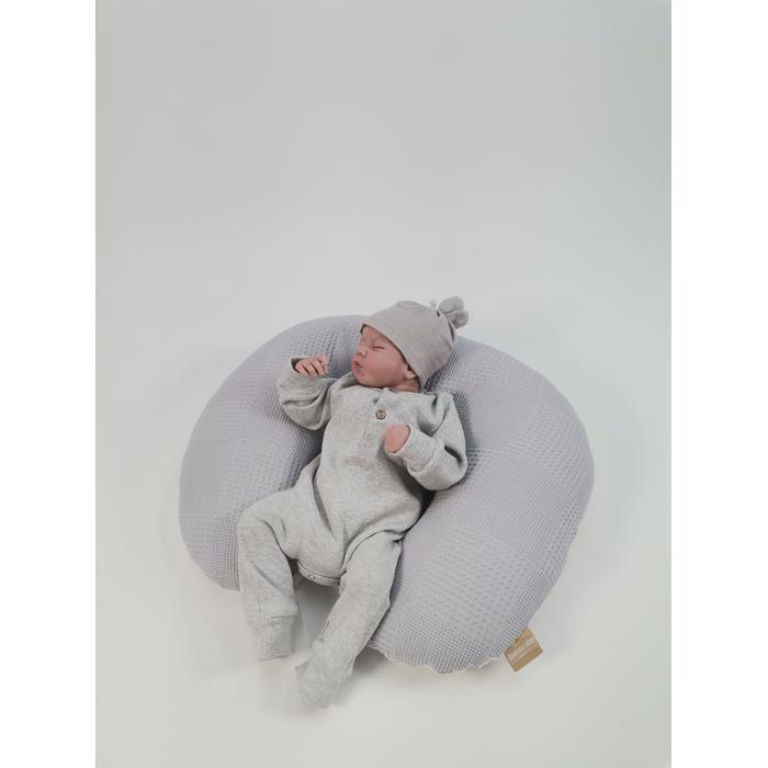 Babynest 8'li set gri waffle pike - gri yıldızlı poplin