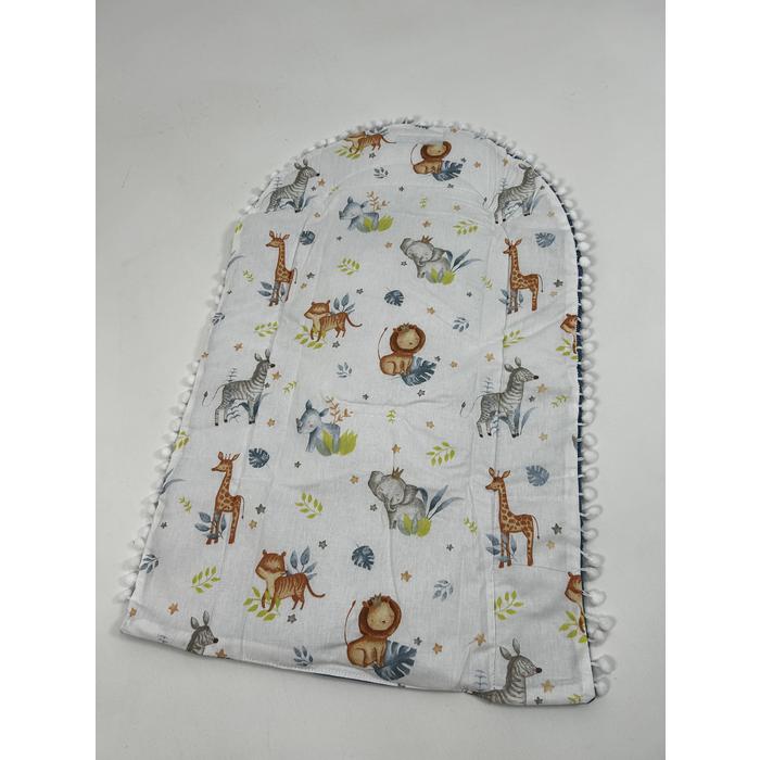 Babynest 8'li set indigo mavi waffle pike - sevimli hayvanlar poplin