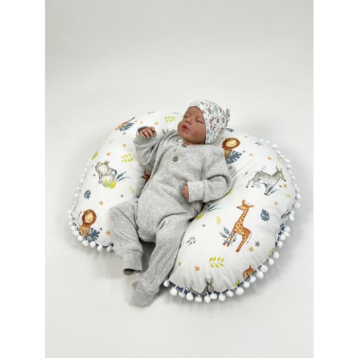 Babynest 8'li set indigo mavi waffle pike - sevimli hayvanlar poplin