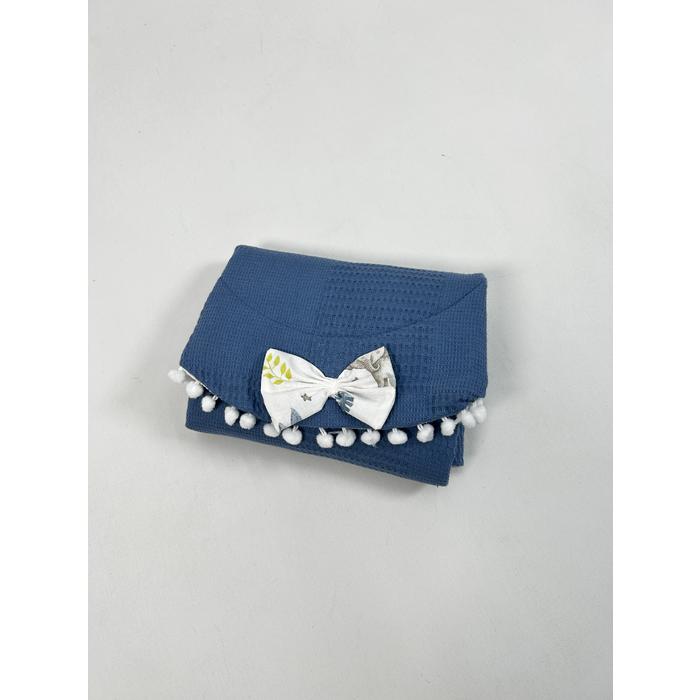 Babynest 8'li set indigo mavi waffle pike - sevimli hayvanlar poplin
