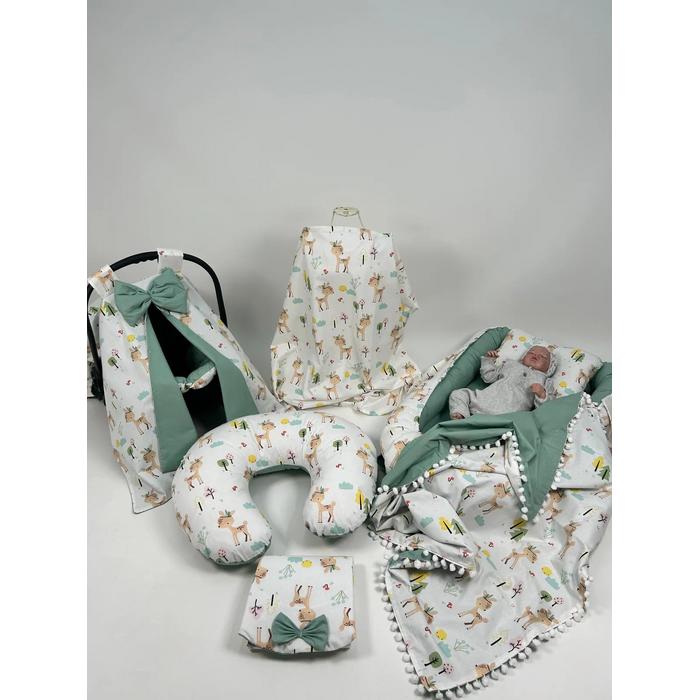 Babynest 8'li set karacalı poplin - yeşil poplin