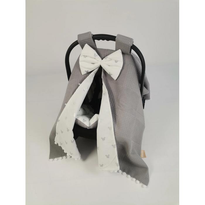Babynest 8'li set koyu gri waffle pike - gümüş mickeyli poplin