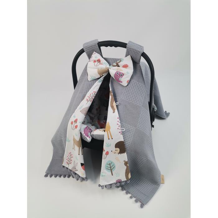 Babynest 9'lu set koyu gri waffle pike - hayvan figürlü poplin