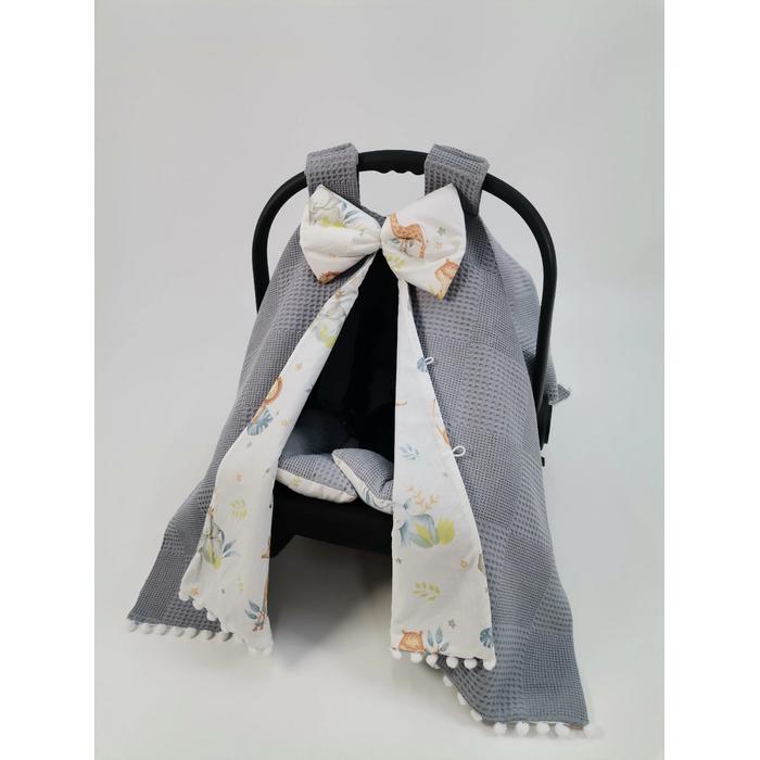 Babynest 8'li set koyu gri waffle pike - sevimli hayvanlar poplin