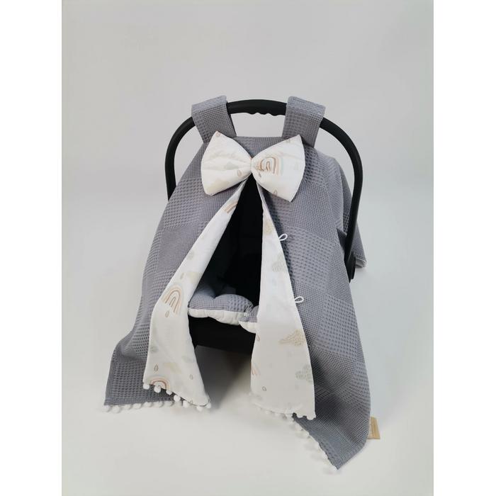 Babynest 8'li set koyu gri waffle pike - gökkuşaklı poplin