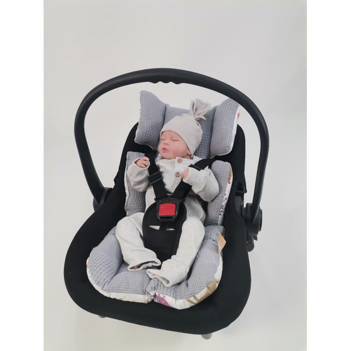 Babynest 9'lu set koyu gri waffle pike - hayvan figürlü poplin