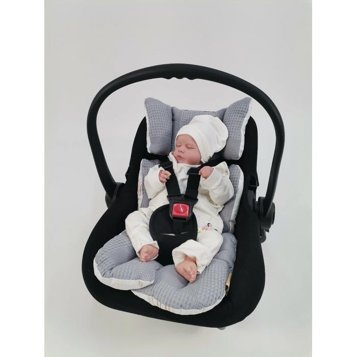 Babynest 8'li set koyu gri waffle pike - gökkuşaklı poplin