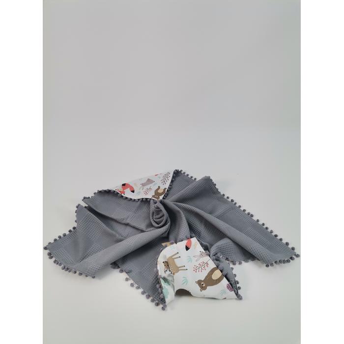 Babynest 9'lu set koyu gri waffle pike - hayvan figürlü poplin