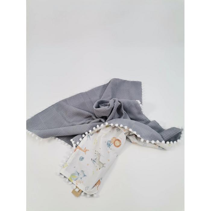 Babynest 8'li set koyu gri waffle pike - sevimli hayvanlar poplin