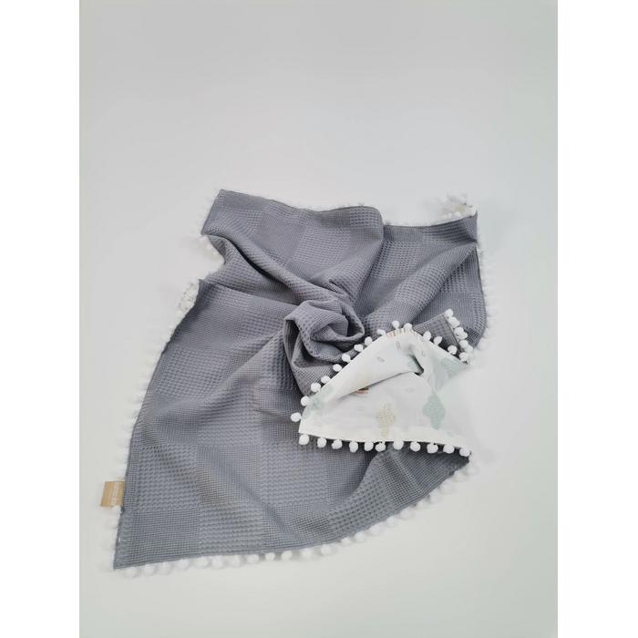 Babynest 8'li set koyu gri waffle pike - gökkuşaklı poplin