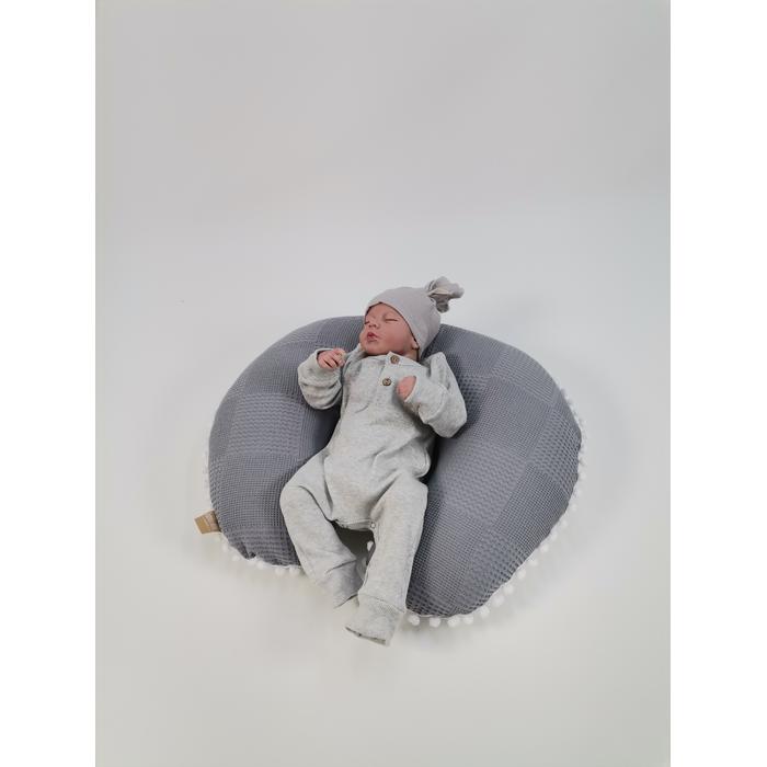 Babynest 8'li set koyu gri waffle pike - gökkuşaklı poplin