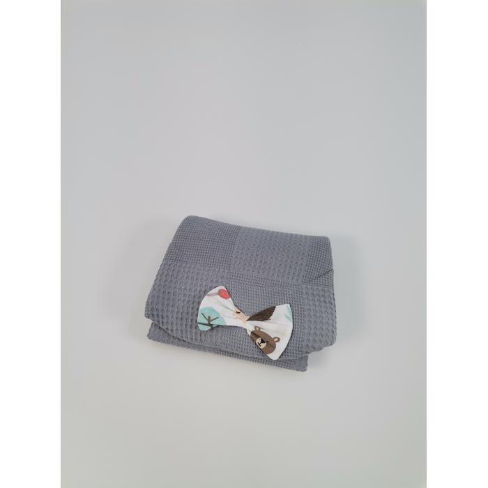 Babynest 9'lu set koyu gri waffle pike - hayvan figürlü poplin