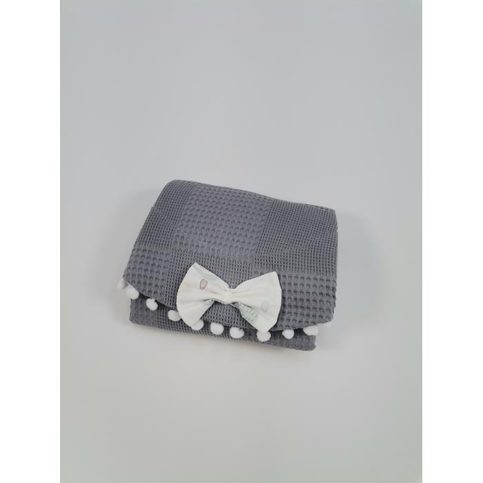 Babynest 8'li set koyu gri waffle pike - gökkuşaklı poplin