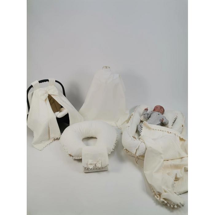 Babynest 8'li set krem örgü pike - krem poplin