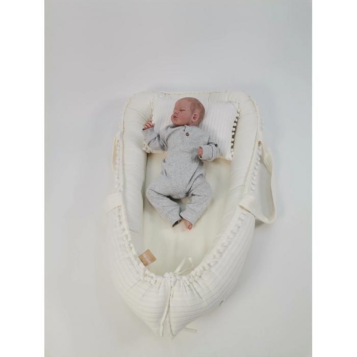 Babynest 8'li set krem örgü pike - krem poplin