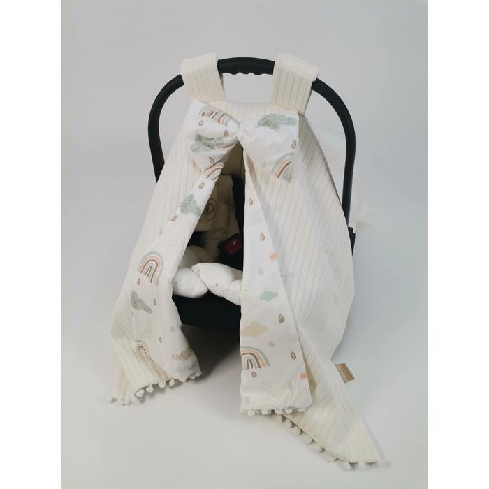 Babynest 8'li set krem örgü pike - gökkuşaklı poplin