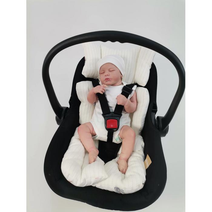 Babynest 8'li set krem örgü pike - pembe tüylü poplin