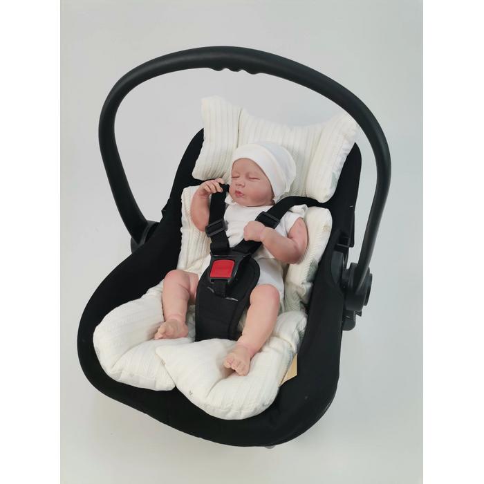 Babynest 8'li set krem örgü pike - gökkuşaklı poplin