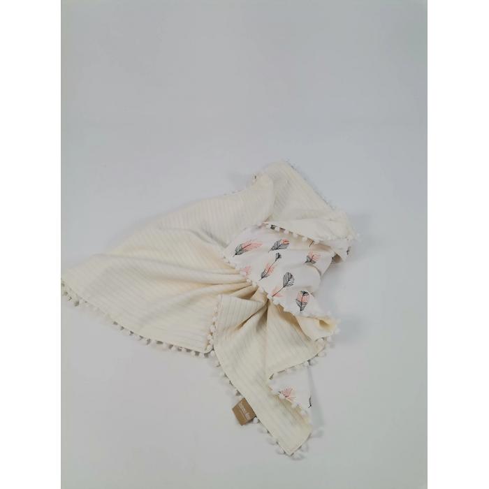 Babynest 8'li set krem örgü pike - pembe tüylü poplin